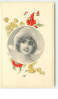 N°9913 - Carte Fantaisie - Portrait De Femme Dans Un Médaillon - Coquelicot - Women