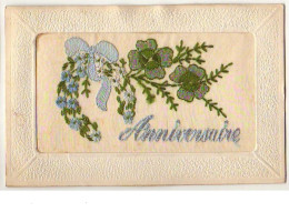 N°8811 - Carte Brodée - Anniversaire - Trèfle à 4 Feuilles - Embroidered