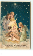 N°9929 - Carte Fantaisie Gaufrée - Fröhliche Weihnachten - Anges - Nativité - Other & Unclassified