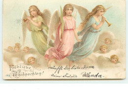 N°8830 - Carte Fantaisie - Frohliche Weihnachten - 3 Anges - Other & Unclassified