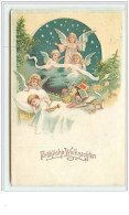 N°3230 - Carte Gaufree - Frohliche Weihnachten - Enfant Dormant Avec Des Anges Autour - Other & Unclassified