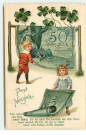 N°17591 - Carte Gaufrée - Prosit Neujahr - Enfants Avec Des Billets De Banque - Nouvel An