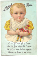 N°16422 - Carte Avec Un Chromo - 1er Avril - Bébé Tenant Un Arlequin - Erster April