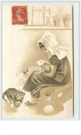 N°3548 - Fillette Avec Sa Poupée Et Son Chat - Publicité Chicorées Docteur Lervilles Bouchain - Chats