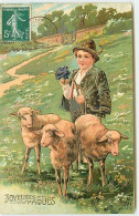 N°12967 - Carte Gaufrée - Joyeuses Pâques - Berger Avec Ses Moutons - Pâques