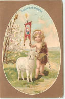 N°12972 - Fröhliche Ostern - Enfant Près D'un Mouton - Pâques