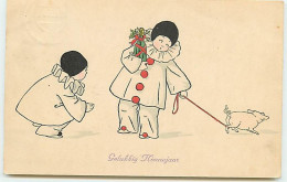 N°11815 - Carte Illustrateur - Pauli Ebner - MM Vienne N°1077 - Enfants Habillés En Pierrot Et Un Cochon - Ebner, Pauli