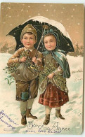 N°11839 - Carte Gaufrée - Bonne Année - Enfants Sous Un Parapluie - Nouvel An