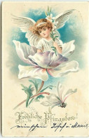 N°7793 - Carte Fantaisie - Ange Sortant D'une Fleur - Anges