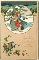 N°8792 - Carte Fantaisie Gaufrée - Femme Et Son Enfant Dans Un Médaillon - Nouvel An