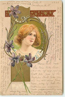 N°7799 - Carte Fantaisie Gaufrée - Art Nouveau - Femme Dans Un Médaillon - Women