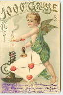 N°6700 - Carte Gaufrée - Angelot Cachetant Une Enveloppe Avec De La Cire - Angels