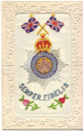N°19601 - Carte Brodée - Semper Fidelis - Drapeaux Et Médailles - Embroidered