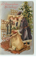 N°19623 - Carte Gaufrée - Père Noël Déposant Des Jouets Alors Que Les Enfants Dorment - Other & Unclassified