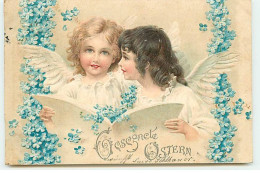 N°18574 - Carte Gaufrée - Gesegnete Ostern - Anges Lisant - Ostern