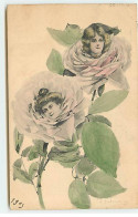 N°18515 - Portraits De Jeunes Femmes Au Milieu De Roses - Surréalisme - Femmes