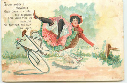 N°18514 - Soyez Solide .... Un Lapin - Jeune  Femme Tombant D'une Bicyclette à Cause D'un Lapin - Femmes