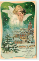N°18543 - Fröhliche Weihnachten - Anges Priant Au-dessus D'une Ville - Other & Unclassified