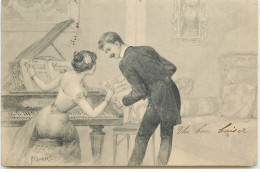 N°16358 - F. Gareis - Un Couple, L'homme Chantant, La Femme Jouant Du Piano - Gareis, F.