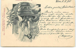 N°9866 - Carte Fantaisie - Fröhliche Ostern - Ange Et Cloche 1898 - Pâques
