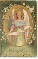 N°16376 - Carte Gaufrée - Clapsaddle - Fröhliche Ostern - Ange Lisant Un Parchemin - Easter