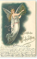 N°9895 - Carte Fantaisie - Fröhliche Weihnachten - Ange Gardien Tenant Un Sapin - Altri & Non Classificati