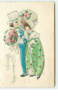 N°271 - Carte Gaufrée - Easter Greeting - Couple Avec Chapeaux - Easter