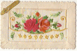 N°253 - Carte Brodée - Roses Avec Rabat - Embroidered