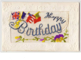 N°388 - Carte Brodée - Happy Birthday - Embroidered