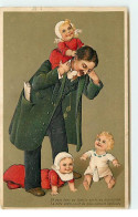 N°17646 - Carte Gaufrée - Flatscher - Homme Jouant Avec Des Bébés - Babies