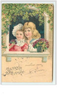N°500 - Carte Gaufrée - Souvenir D'Amitié - Enfants - Autres & Non Classés