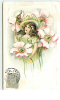 N°13096 - Carte Gaufrée - Jeune Fille Parmi Des Fleurs - Other & Unclassified