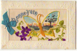 N°7802 - Carte Brodée - Bonne Fête - Papillon - Bestickt