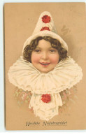 N°16453 - F. Baumgarten - Herzliche Neujahrsgrüsse - Portrait D'un Enfant En Pierrot - Baumgarten, F.