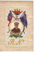 N°14105 - Carte Brodée - R.N. Amiral Beatty - Drapeaux - Embroidered