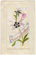 N°6755 - Carte Brodée - Voeux De Bonheur - Edelweiss - Bestickt