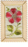 N°6756 - Carte Brodée - Grosse Fleur Rouge - Embroidered