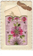 N°8861 - Carte Brodée - Fleurs Et Petite Carte - Embroidered