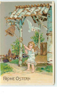 N°9960 - Carte Fantaisie - Frohe Ostern - Angelot Sonnant Une Cloche - Pâques