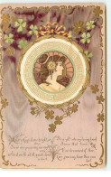 N°16473 - Carte Gaufrée - Art Nouveau - Profil D'une Jeune Femme Dans Un Médaillon - Women