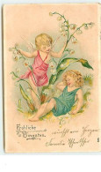 N°6777 - Carte Gaufrée - Pentecôte - Fröhliche Pfingsten - Anges Jouant Parmi Du Muguet - Pentecost