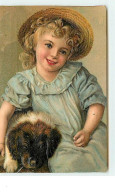 N°10876 - Carte Fantaisie Gaufrée - Fillette Avec Un Chiot - Other & Unclassified