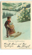 N°9980 - Carte Fantaisie - Fröhliche Weihnachten - Enfants Et Luge - Autres & Non Classés
