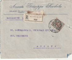 Italie - Lettre Recommandée Entête Giuseppe Scadulo MILANO N 41 Du 30/7/1924 Pour Ancona - Marcophilia