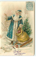 N°20787 - Carte Gaufrée - Joyeux Noel - Père Noel Sortant Des Cadeaux - Other & Unclassified