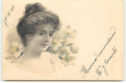 N°20770 - HMB - Portrait De Femme Fleurs Blanches - Andere & Zonder Classificatie