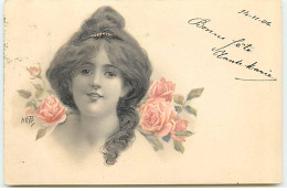 N°20772 - HMB - Portrait De Femme - Roses - Andere & Zonder Classificatie