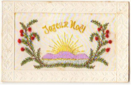 N°20751 - Carte Brodée - Joyeux Noel - Soleil - Embroidered