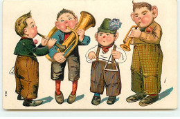 N°19640 - Carte Gaufrée - Enfants Chantant Et Jouant De La Musique N°3 - Autres & Non Classés