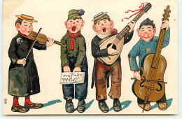 N°19638 - Carte Gaufrée - Enfants Chantant Et Jouant De La Musique N°1 - Sonstige & Ohne Zuordnung